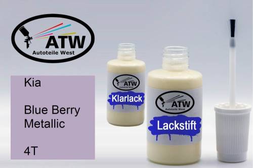 Kia, Blue Berry Metallic, 4T: 20ml Lackstift + 20ml Klarlack - Set, von ATW Autoteile West.